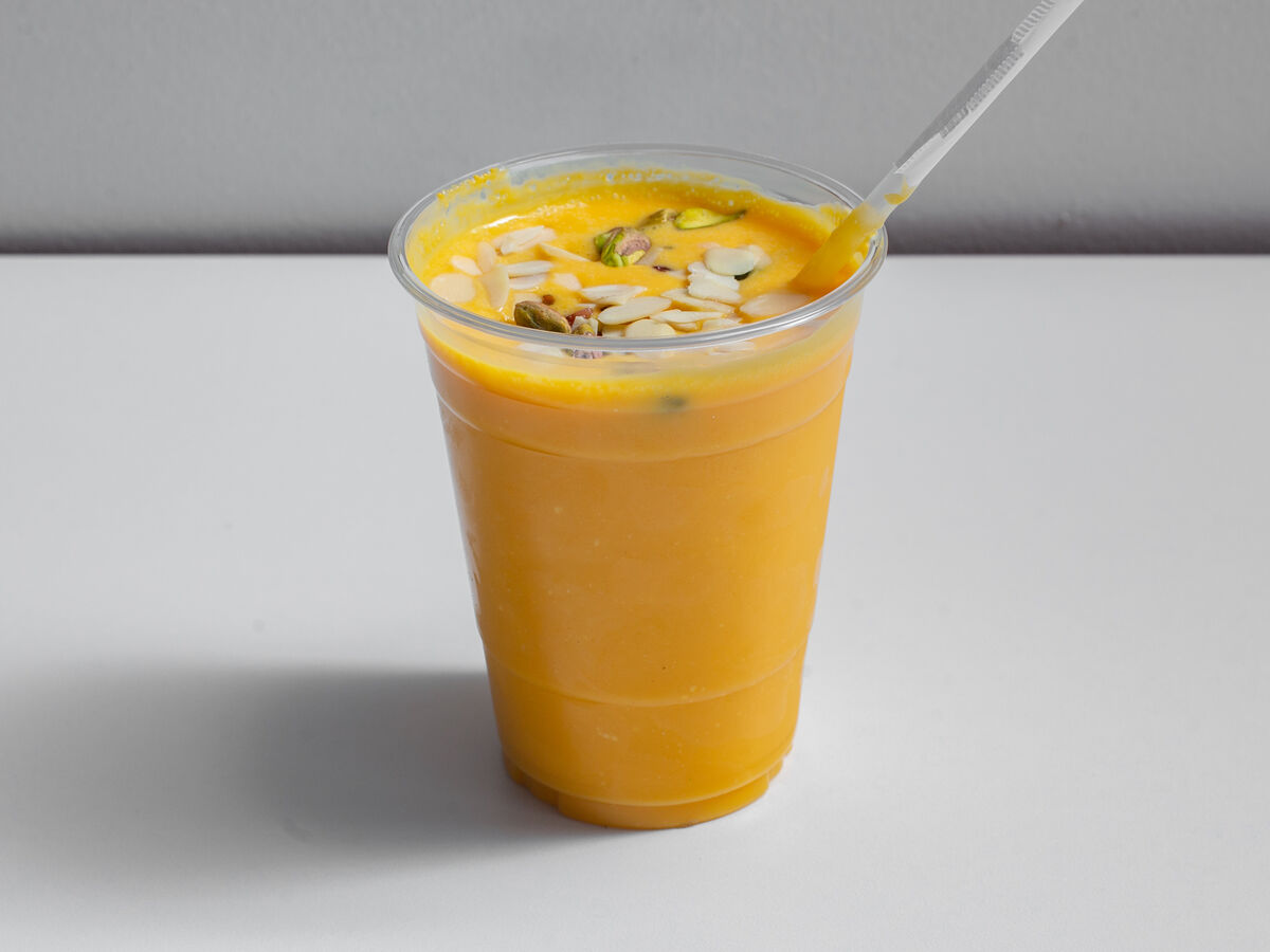 Fresh mango lassi at Pastry Corner Cafe